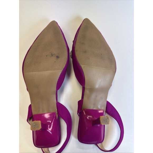 Women’s Hot Pink Slingback Heel Satin Effect Rhinestone Bow Shoes Size 10.5 - Picture 7 of 7